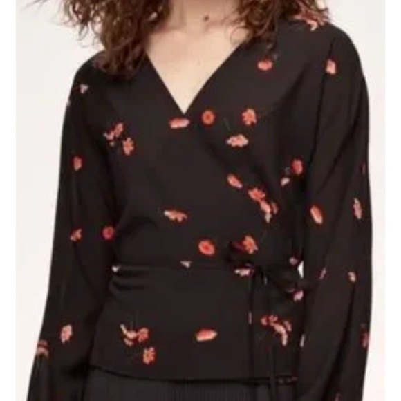 Aritzia Wilfred Lilia Floral Blouse Black - Picture 1 of 10